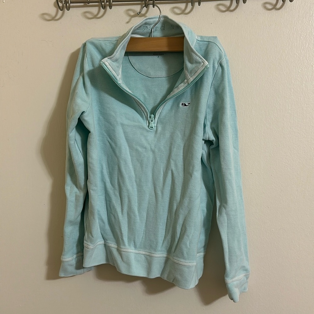 EUC Vineyard Vines Mint Kids Shep Shirt Quarter Zip‎ Pullover size 7